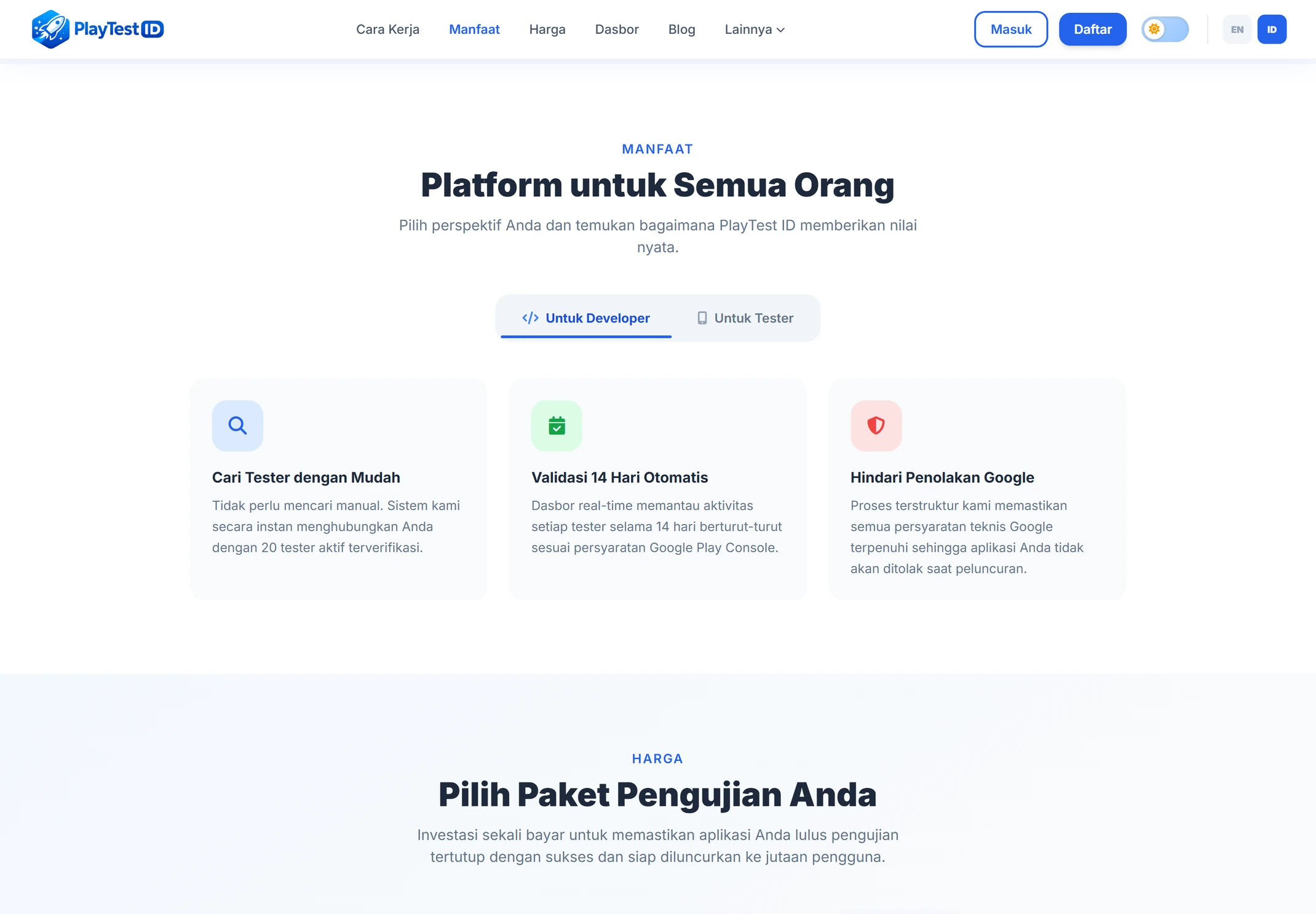 Manfaat untuk developer dan tester