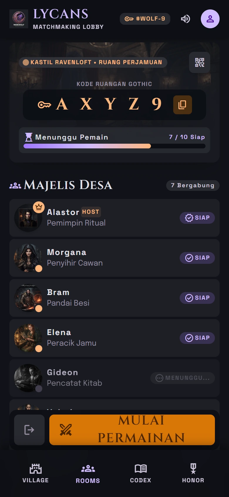 Werewolf — Lobby ruang tunggu sebelum permainan dimulai